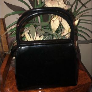 Gorgeous RARE Vintage Paloma Picasso black patent leather handbag